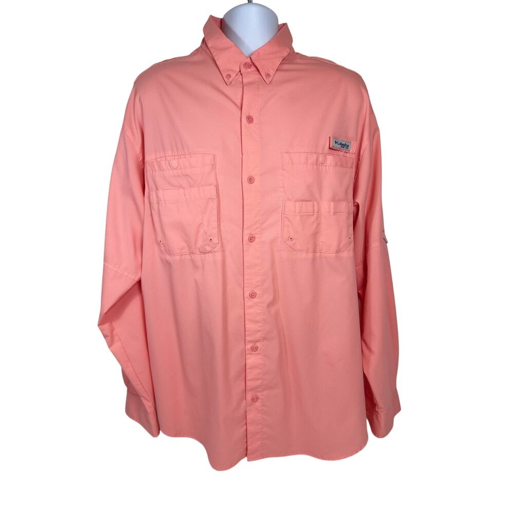 Columbia PFG Pink Long Sleeve Button Down, 2XL
